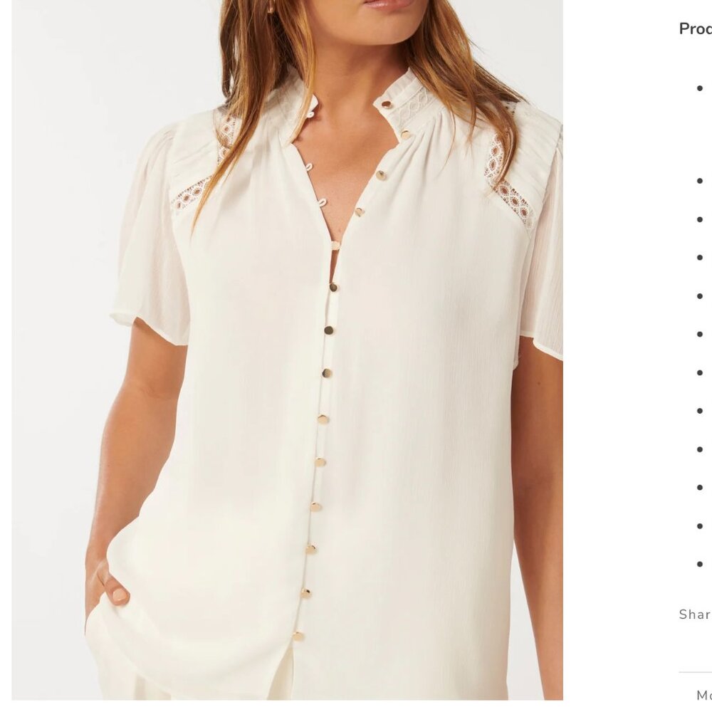 Trim Detail White Blouse Top